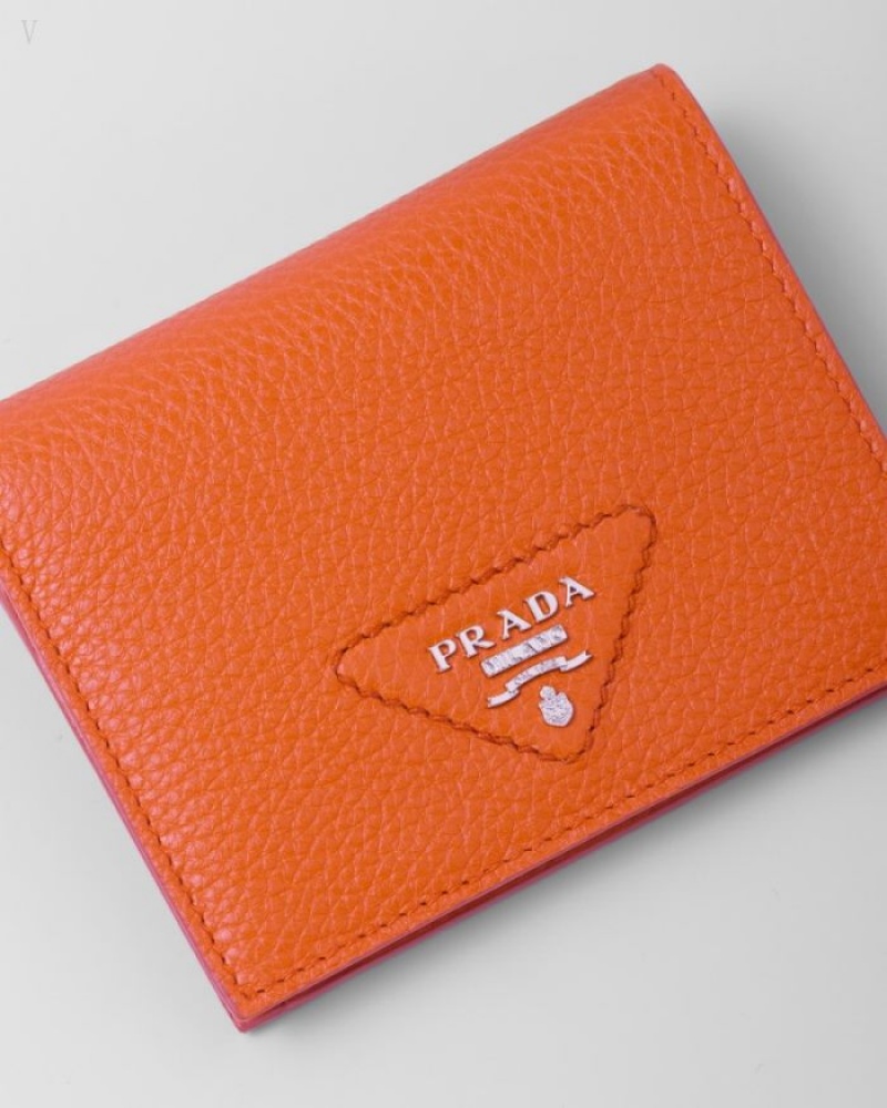 Prada Small Cuero Wallet Papaya | UEGV1921