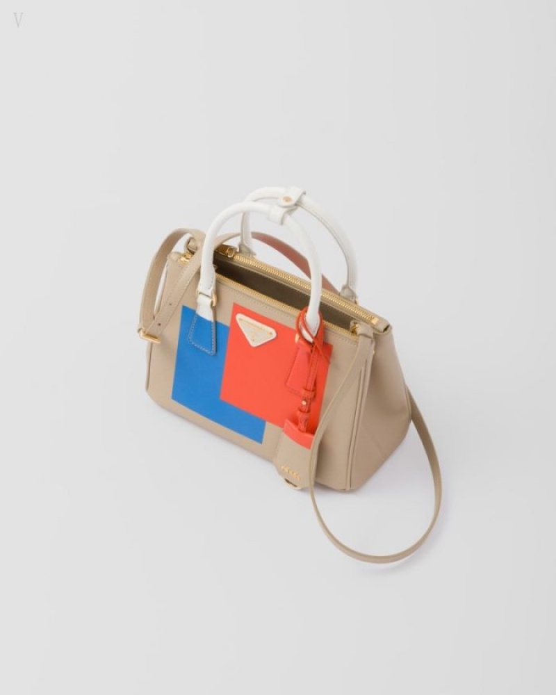 Prada Small Galleria Saffiano Special Edition Bag Beige Naranjas | DIOQ2049