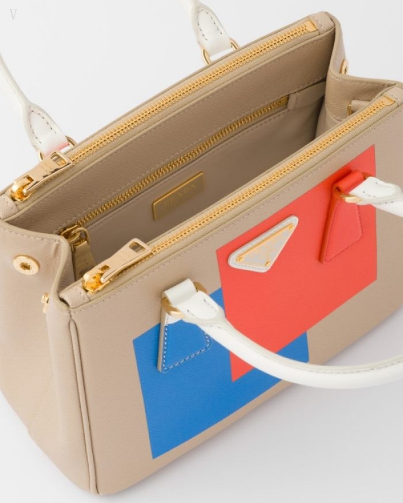 Prada Small Galleria Saffiano Special Edition Bag Beige Naranjas | DIOQ2049