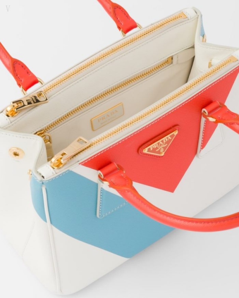 Prada Small Galleria Saffiano Special Edition Bag Blancos Naranjas | OBEQ3806