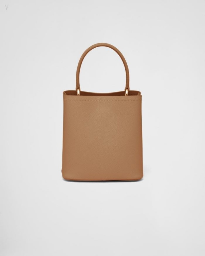 Prada Small Saffiano Cuero Panier Bag Caramel | IWWJ2839
