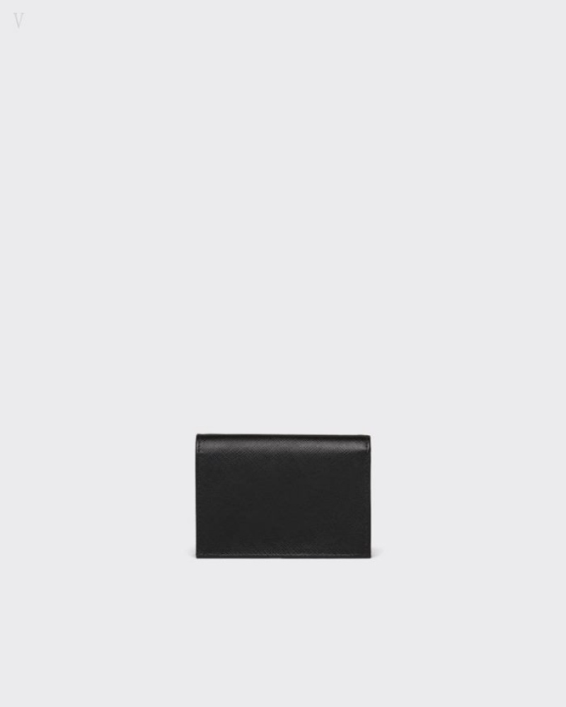 Prada Small Saffiano Cuero Wallet Negros | ABGE2038