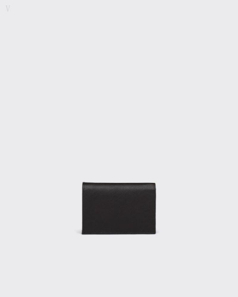 Prada Small Saffiano Cuero Wallet Negros | XEIU2597