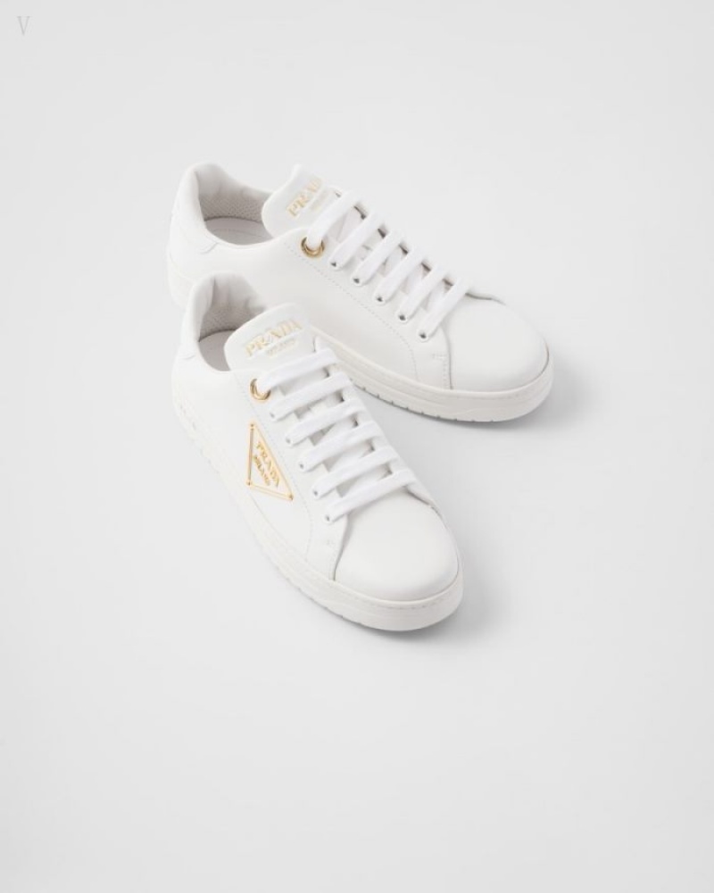 Prada Smooth Cuero Sneakers Blancos | IJLH7514