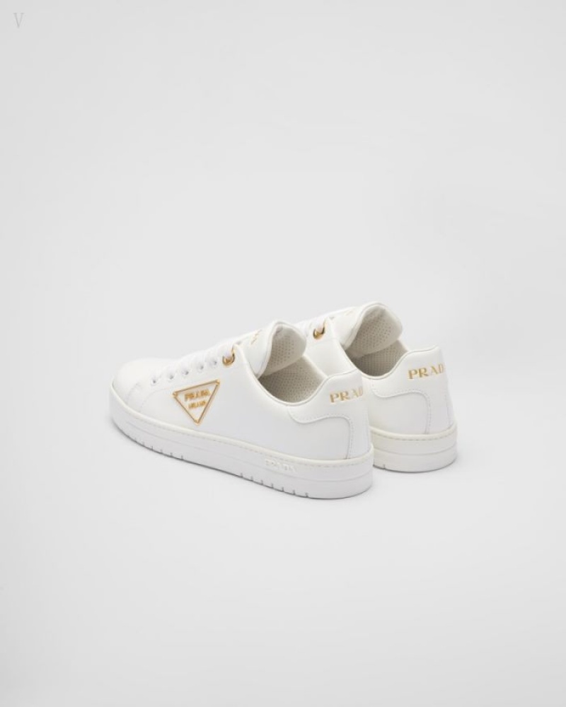 Prada Smooth Cuero Sneakers Blancos | IJLH7514