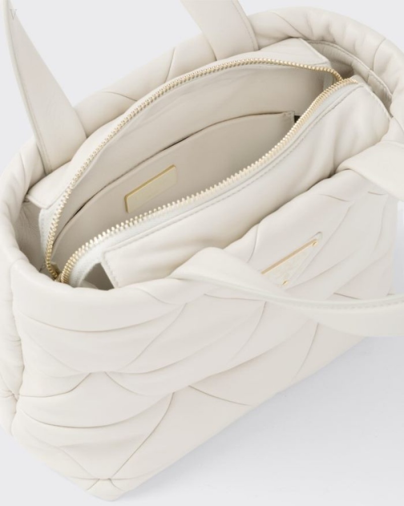Prada System Nappa Cuero Patchwork Tote Blancos | BYGY4841