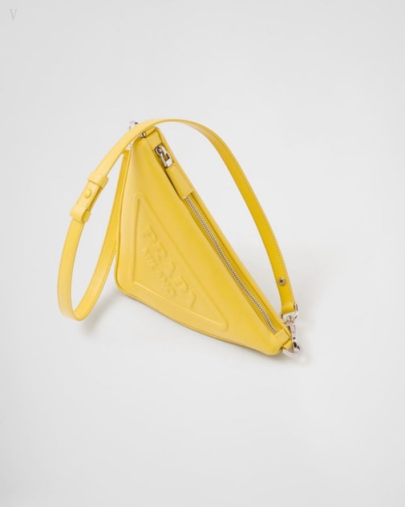 Prada Triangle Cuero Mini-bag Amarillos | VWDG9414