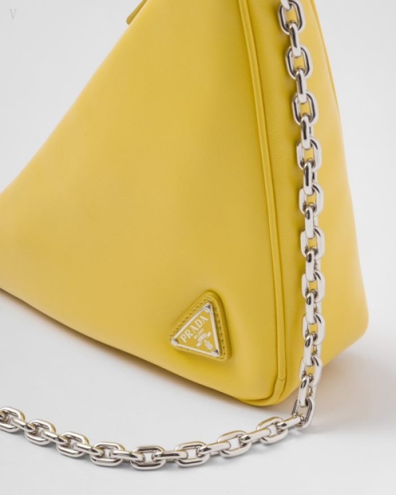 Prada Triangle Cuero Mini-bag Amarillos | VWDG9414