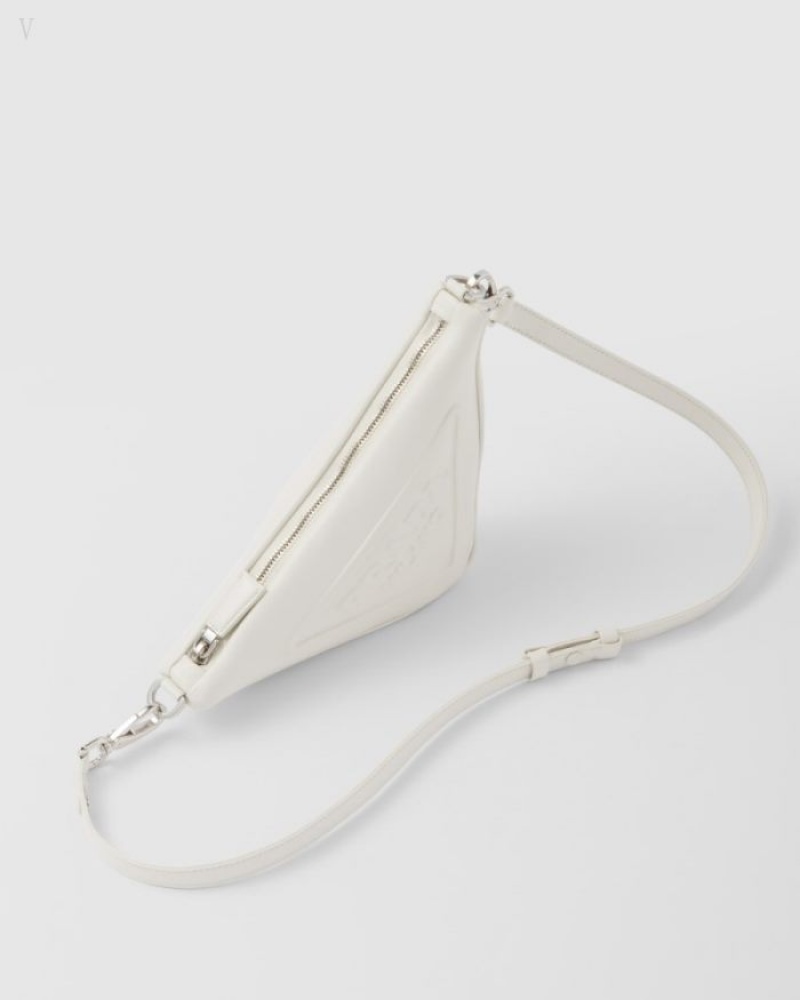 Prada Triangle Cuero Mini-bag Blancos | OEGH1503